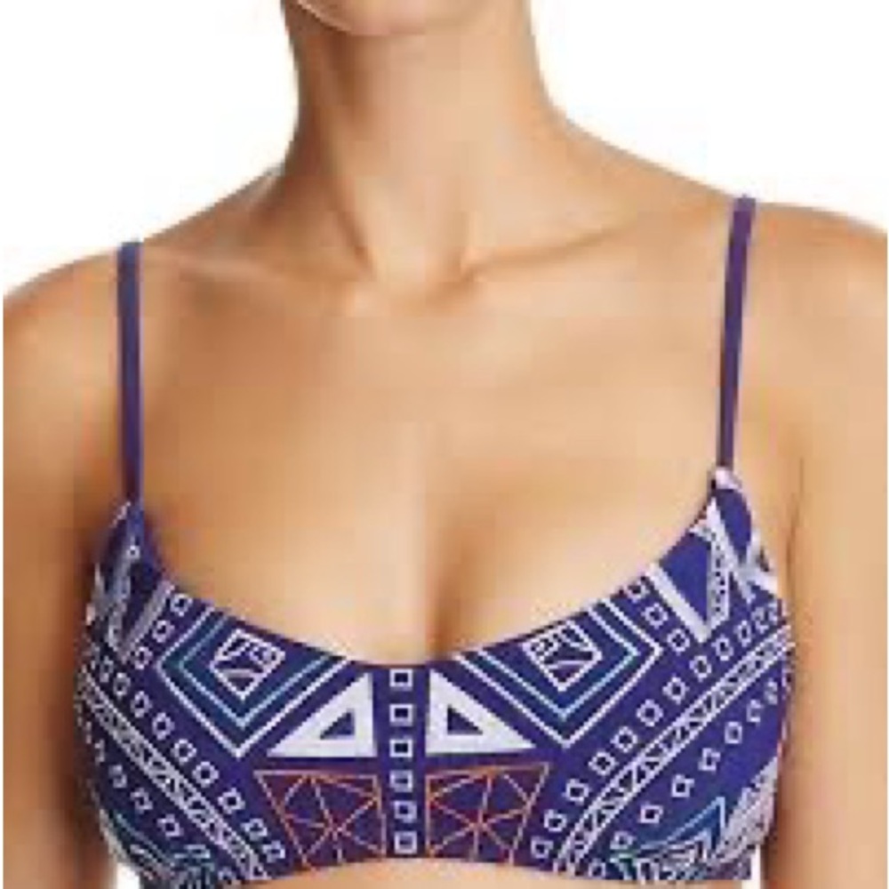Trina Turk Geometric Blue Bikini Top